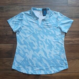 Scales Polo Womens‎ Extra Large Blue Camo Golf Wicking Performance Hunters Run